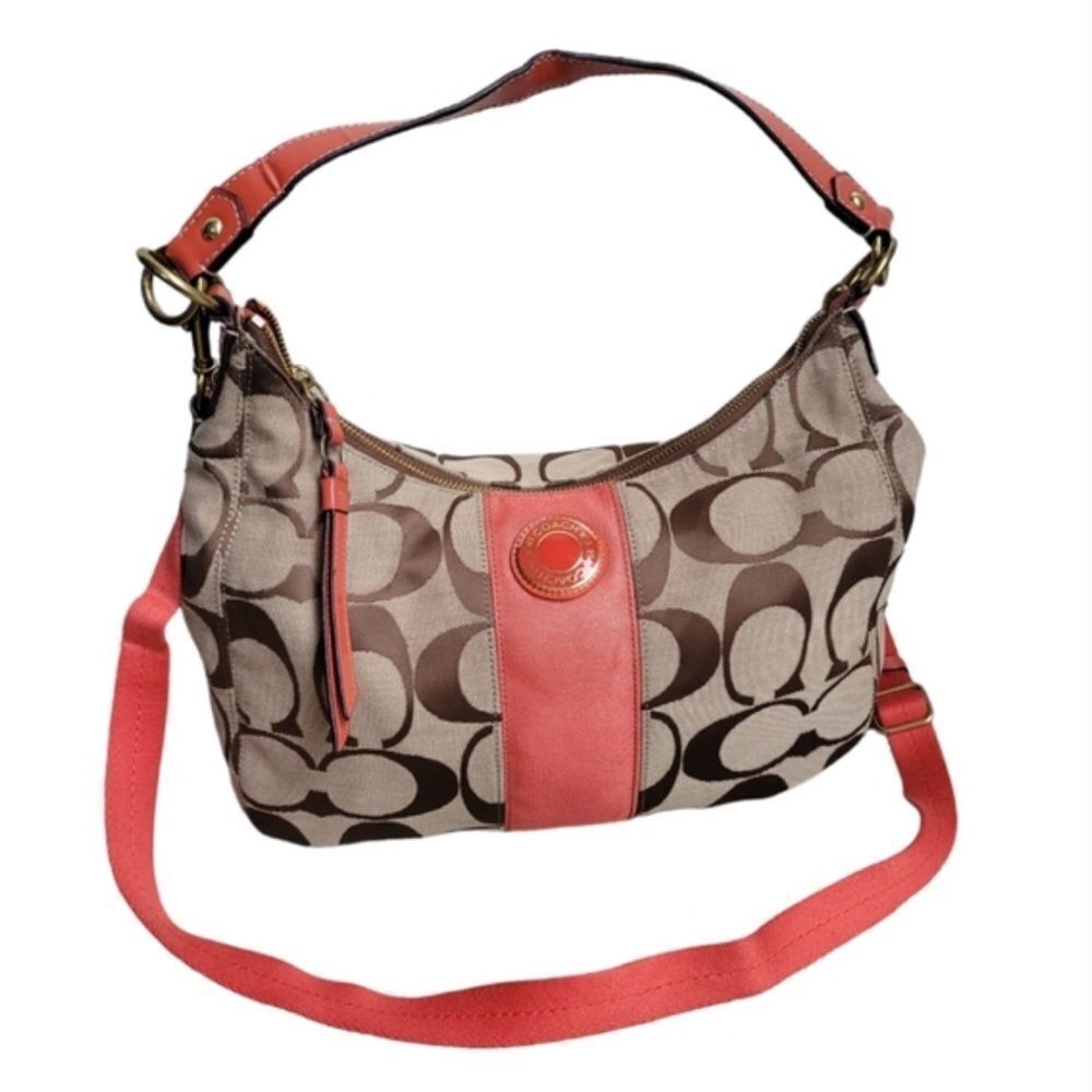 Coach Tan & Red Shoulder Bag Great Condition 14 by 11